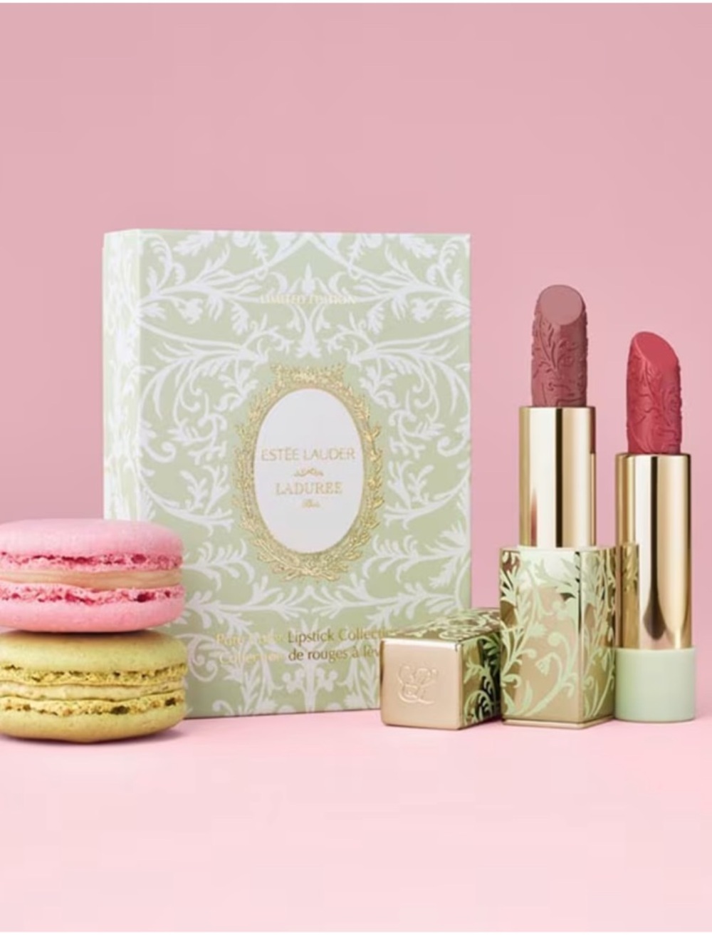Limited Estée Lauder Ladurée Lipstick Set Indulgent & Rebellious Rose w/ Box